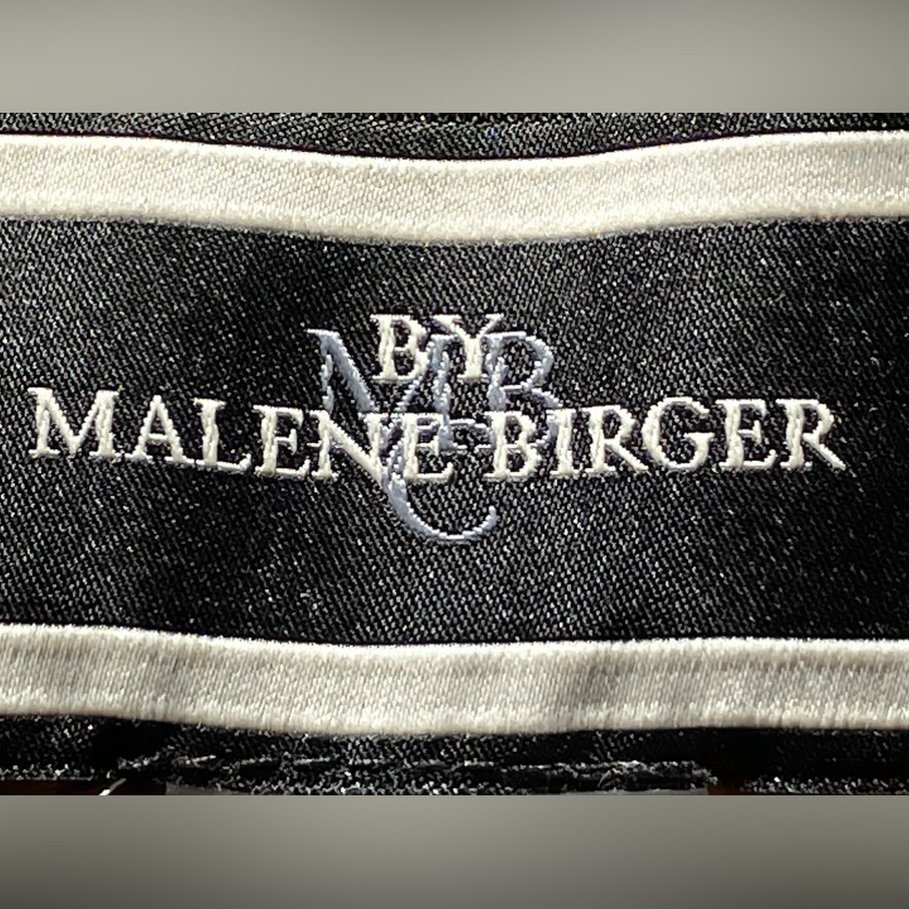 EUC Chic BY MALENE BIRGER Wool/Acrylic Colberta Stripe Sweater M Grey/Marigold - Picture 2 of 13